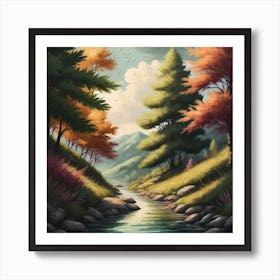 River In Autumn Art Print