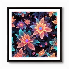 Lotus Flower Seamless Pattern Art Print