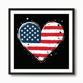 American Flag Heart Art Print