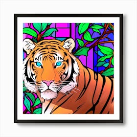 Stained Glass Tiger 3 Art Print