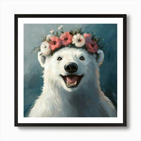 Polar Bear With Flower Crown 1 Poster