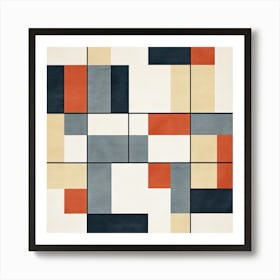 Quantum Quilt: Mid Century Geometric Tapestry Art Print