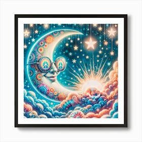 Moon And Stars Art Print