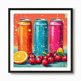 cool drinks Cans , A Vintage Colored Soda Cans art print Art Print