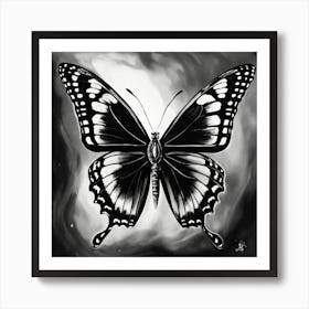 A Butterfly Emerging From The Cocoon In Black And Art Print