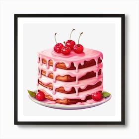 Cake With Cherries 3 Art Print