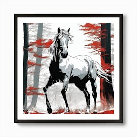 Horse In The Forest Art Print