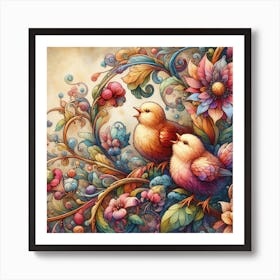 Colorful Chicks 2 Art Print