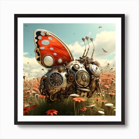 Artjuicebycsaba Cyborg Steampunk Butterflies And Ladybugs Over 1 Art Print