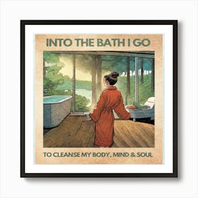 Mind Body Soul Bath Relax Unwind Cleanse Paint Texture Art Print