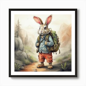 Rabbit With Backpack 2 Art Print