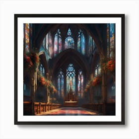 Cathedral Church Window Religion Glass Painting Architecture Flowers Construction Sacred Silence Art Print