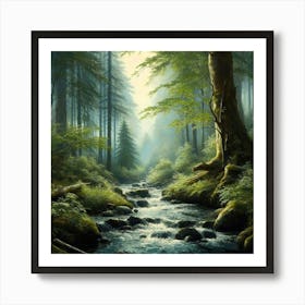 Stream In The Forest 1 Art Print