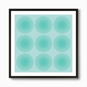 ARIES MANDALA Calming Boho Meditation Abstract Geometric in Turquoise on Aqua Art Print