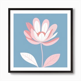 A White And Pink Flower In Minimalist Style Square Composition 516 Art Print