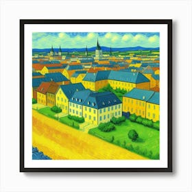 Nestled in Nature: A Village Tale View Of The City Art Print