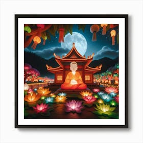 Buddha In The Temple Art Print