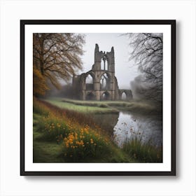 Abbey by the river Art Print