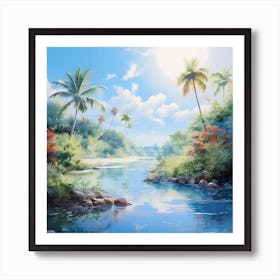 Sunlit Caribbean Oasis Art Print