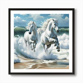 horses in the foam Art Print