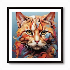 Cat With Colorful Hair Art Print