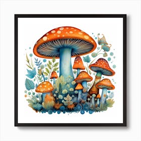 Mushrooms In The Forest 2 Art Print