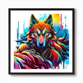 Colorful Wolf 4 Art Print