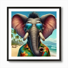 Elephant On The Beach 1 Art Print