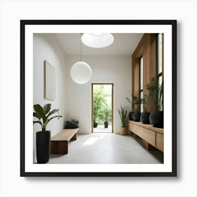 Hallway With Plants Art Print