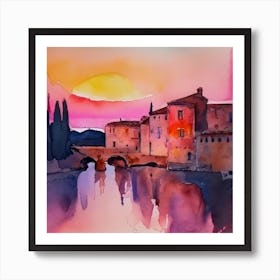 Sunset In Provence Art Print