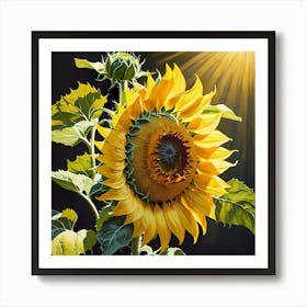 Blooming Sunflower Painting Art Print