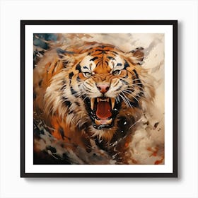 Tiger Roaring Art Print