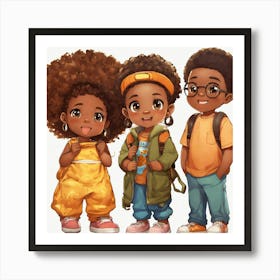 Group Of Four African American Kids (2) Art Print