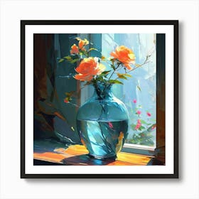 Abstract Vase Sheltering Beautiful Flowers Within Reminiscent Of Greg Rutkowskis Fantasy Style Art Print