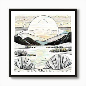 Moon In The Desert Art Print