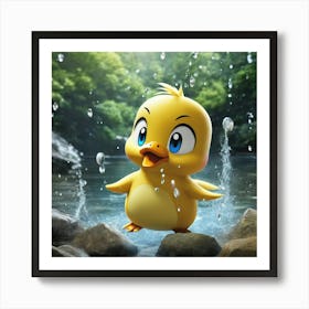 Duck In The Rain Art Print