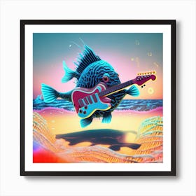 Fish With Guitar Art Print