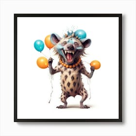 Hyena With Balloons 1 Art Print