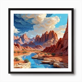 Desert Landscape Painting, wall art, painting design Art Print