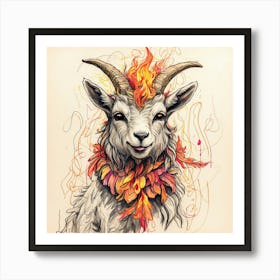 Goat With Horns 11 Art Print