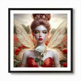 Fairy With Rose Art Print