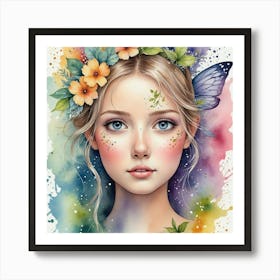 Fairy Girl Watercolor Painting Art Print