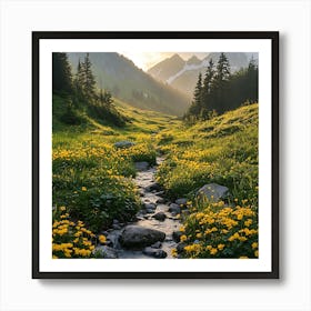 Yellow Flowers In The Mountains Art Print