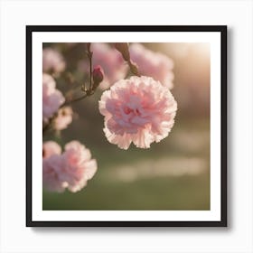 A Blooming Carnation Blossom Tree With Petals Gently Falling In The Breeze 3 Art Print