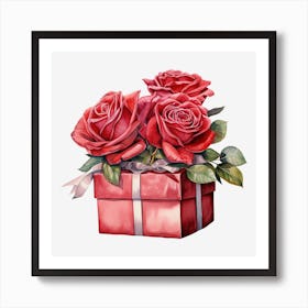 Red Roses In A Gift Box 8 Art Print