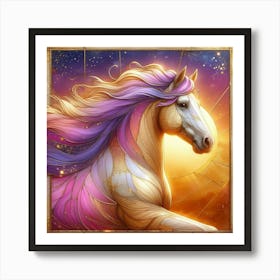 Horse With Rainbow Mane Art Print