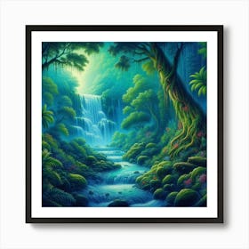 Waterfall In The Forest 55 Art Print