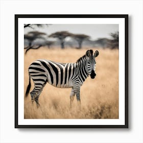 Zebra In The Savannah Art Print