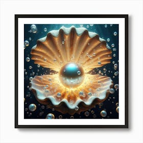 Pearl Shell With Bubbles 6 Art Print