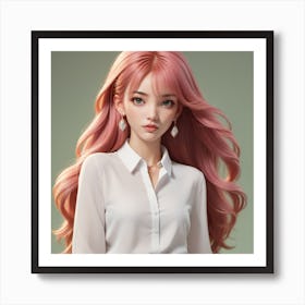 Pink Haired Girl 2 Art Print